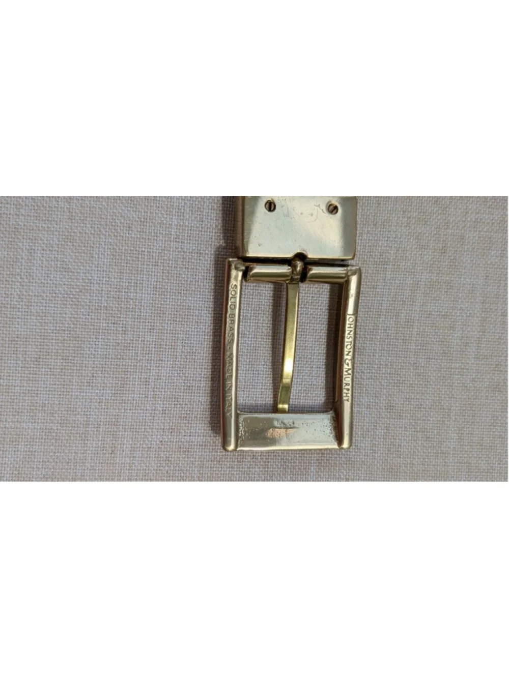 Men's Johnston & Murphy Brown Leather Gold Buckle Belt